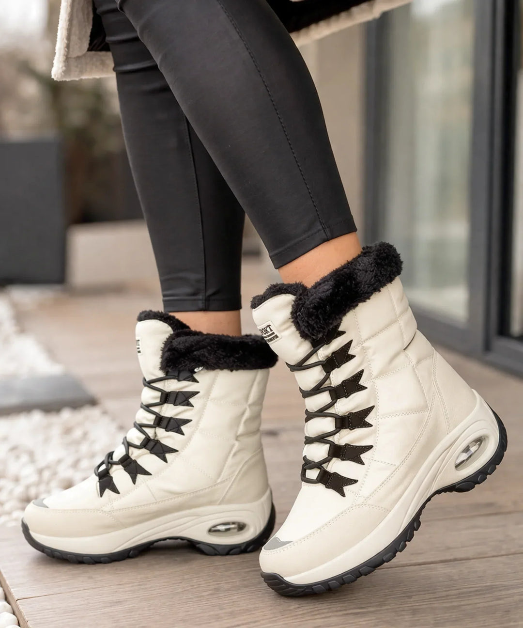 Women's Waterproof Mid-Calf Snow Boots with Faux Fur Cuff