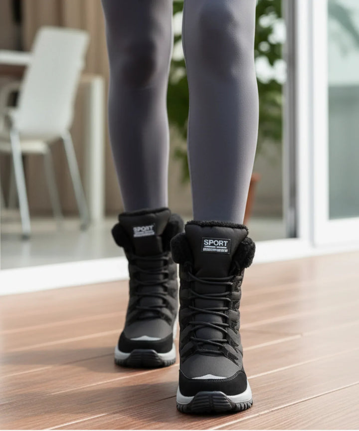 Women's Waterproof Mid-Calf Snow Boots with Faux Fur Cuff