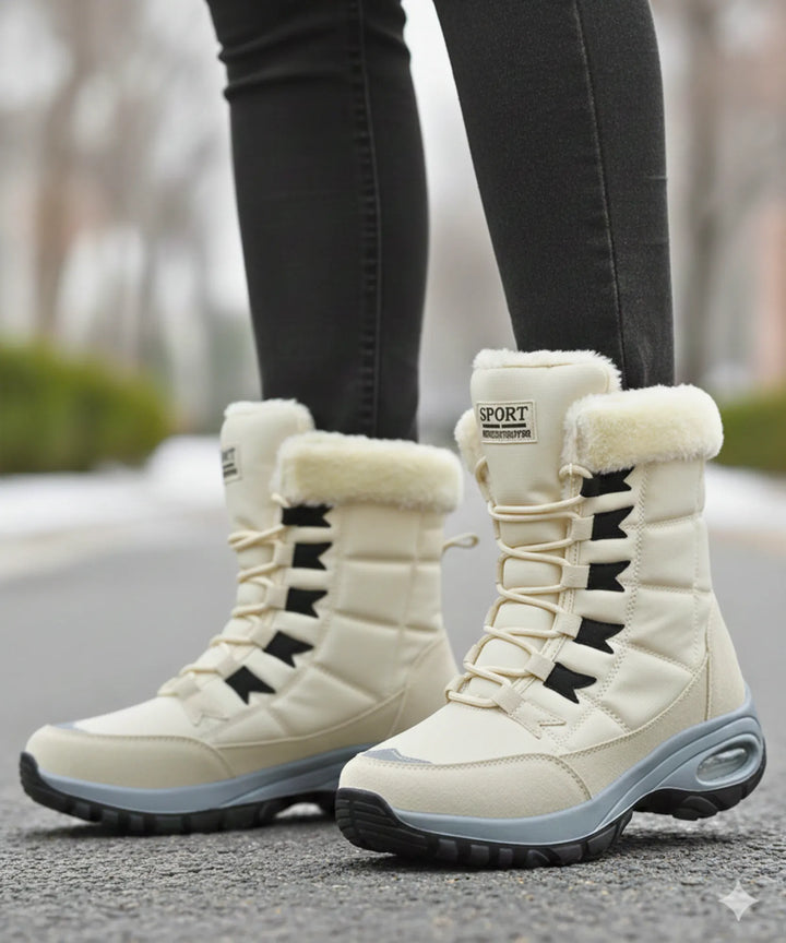 Women's Waterproof Mid-Calf Snow Boots with Faux Fur Cuff