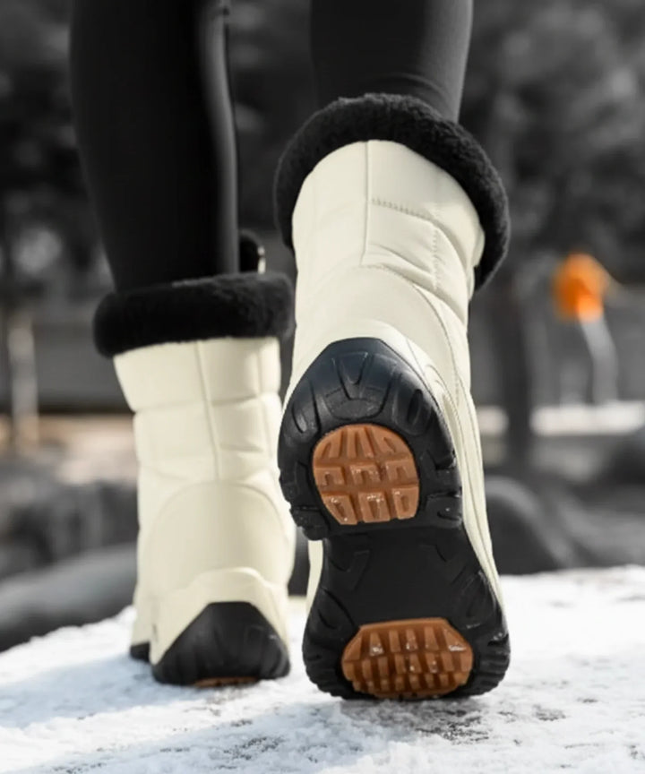 Women's Waterproof Mid-Calf Snow Boots with Faux Fur Cuff