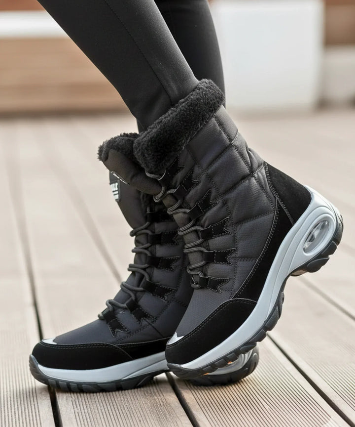 Women's Waterproof Mid-Calf Snow Boots with Faux Fur Cuff