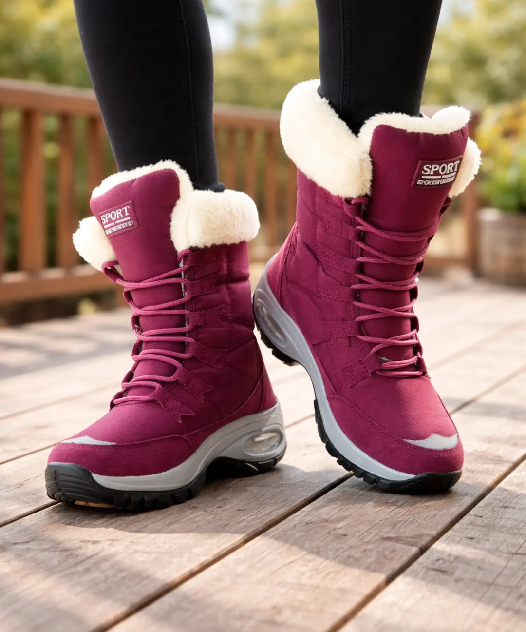 Women's Waterproof Mid-Calf Snow Boots with Faux Fur Cuff