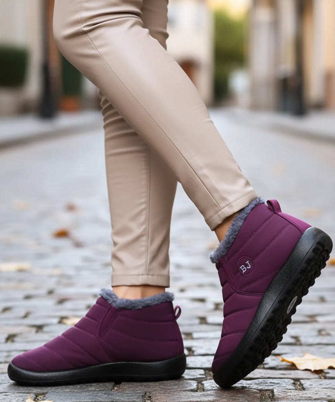 Women's Waterproof Slip-On Fleece-Lined Ankle Boots