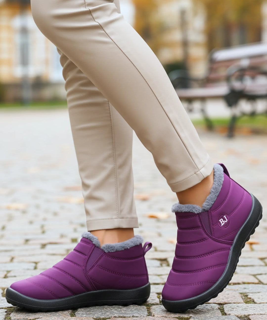 Women's Waterproof Slip-On Fleece-Lined Ankle Boots