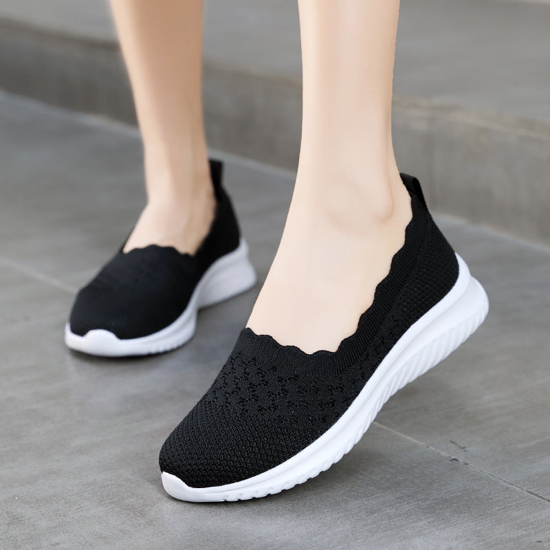 Annet Knit Slip-On Walking Sneakers with Scalloped Edge - image 1