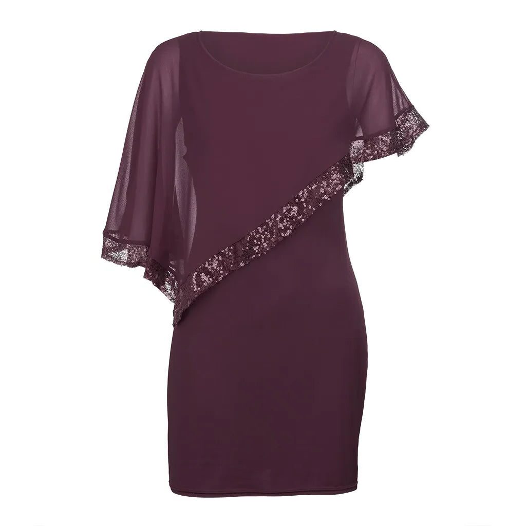 Lillianna | Women's Sequin Cold-Shoulder Midi Dress