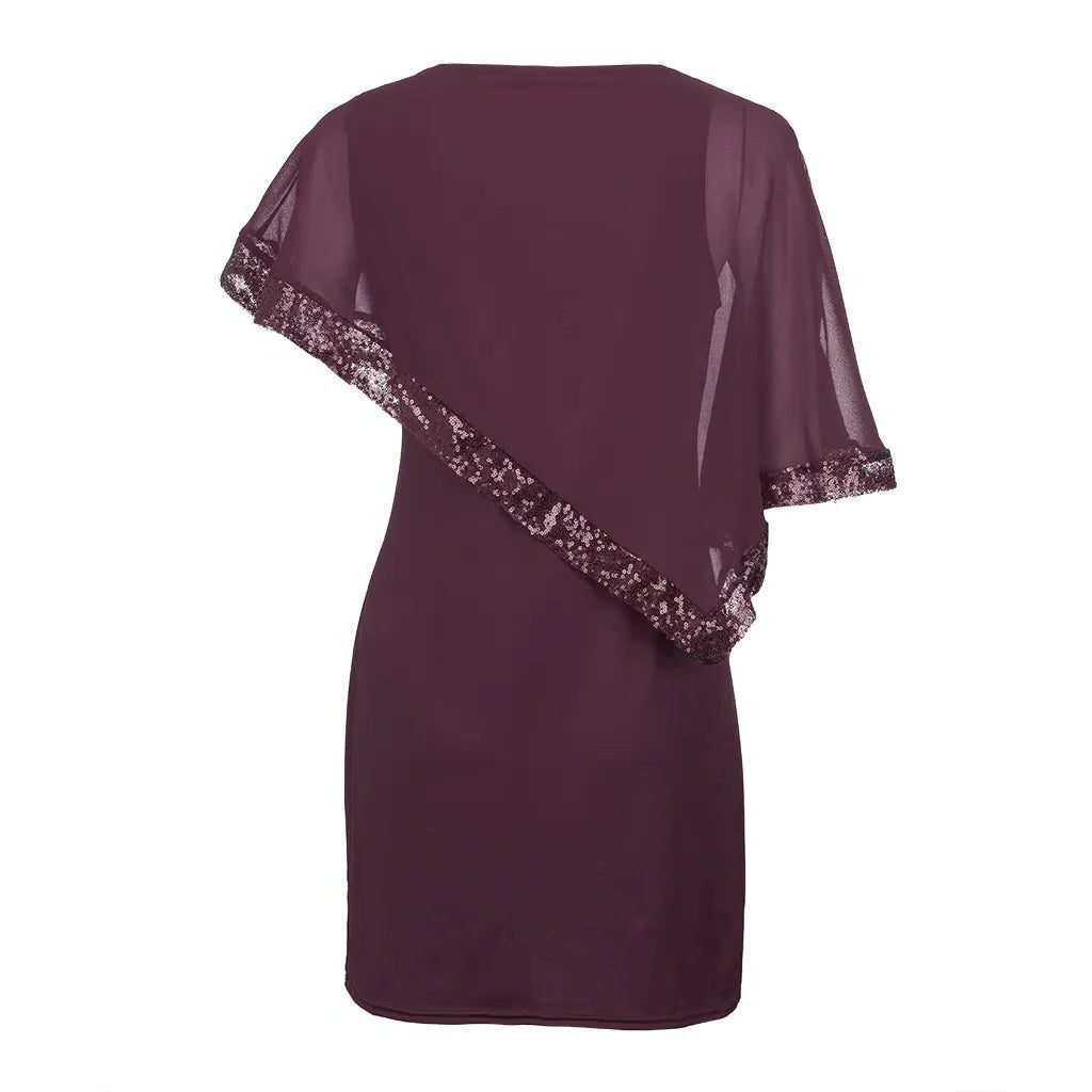 Lillianna | Women's Sequin Cold-Shoulder Midi Dress
