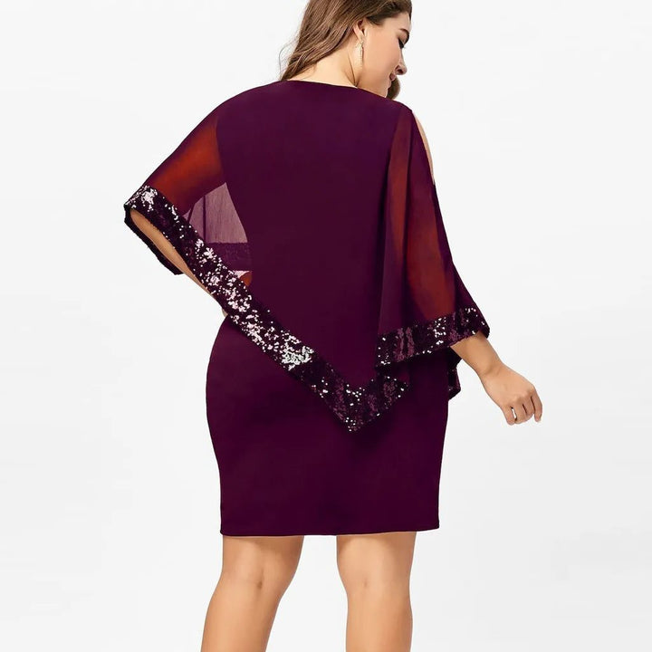 Lillianna | Women's Sequin Cold-Shoulder Midi Dress