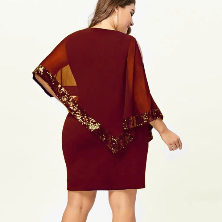 Lillianna | Women's Sequin Cold-Shoulder Midi Dress