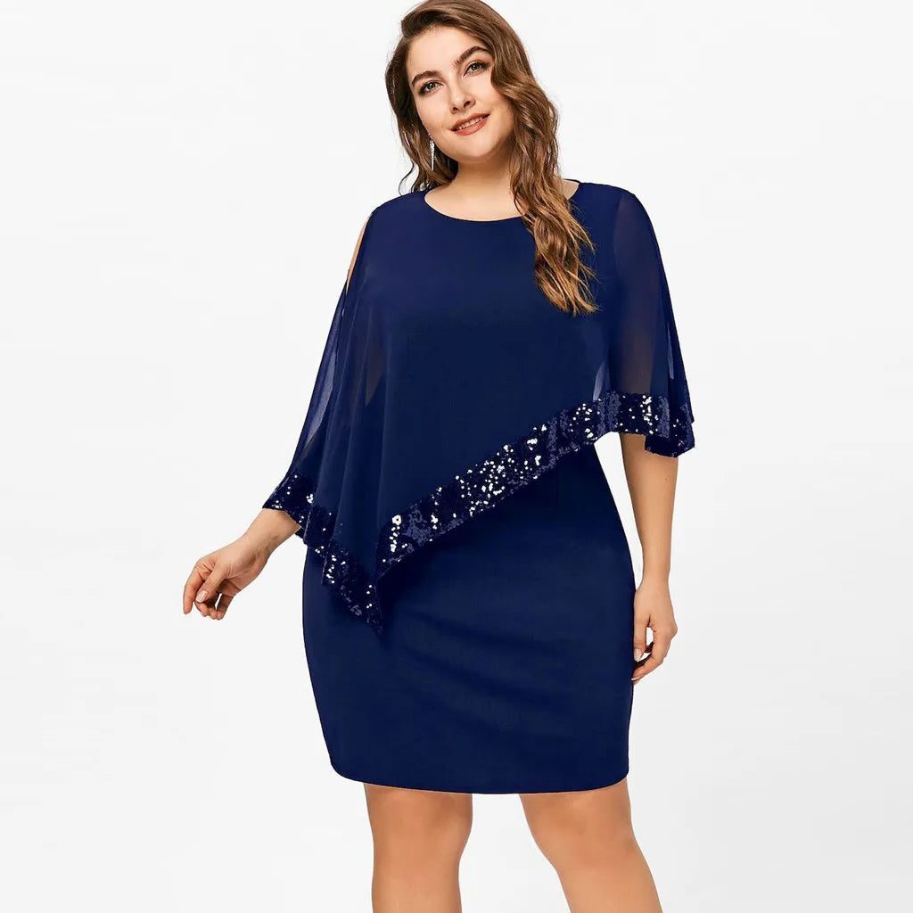 Lillianna | Women's Sequin Cold-Shoulder Midi Dress