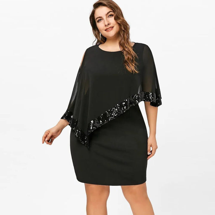 Lillianna | Women's Sequin Cold-Shoulder Midi Dress