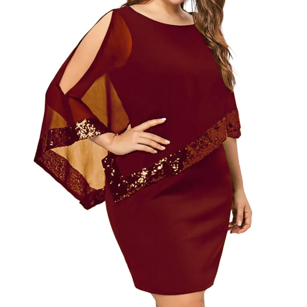 Lillianna | Women's Sequin Cold-Shoulder Midi Dress