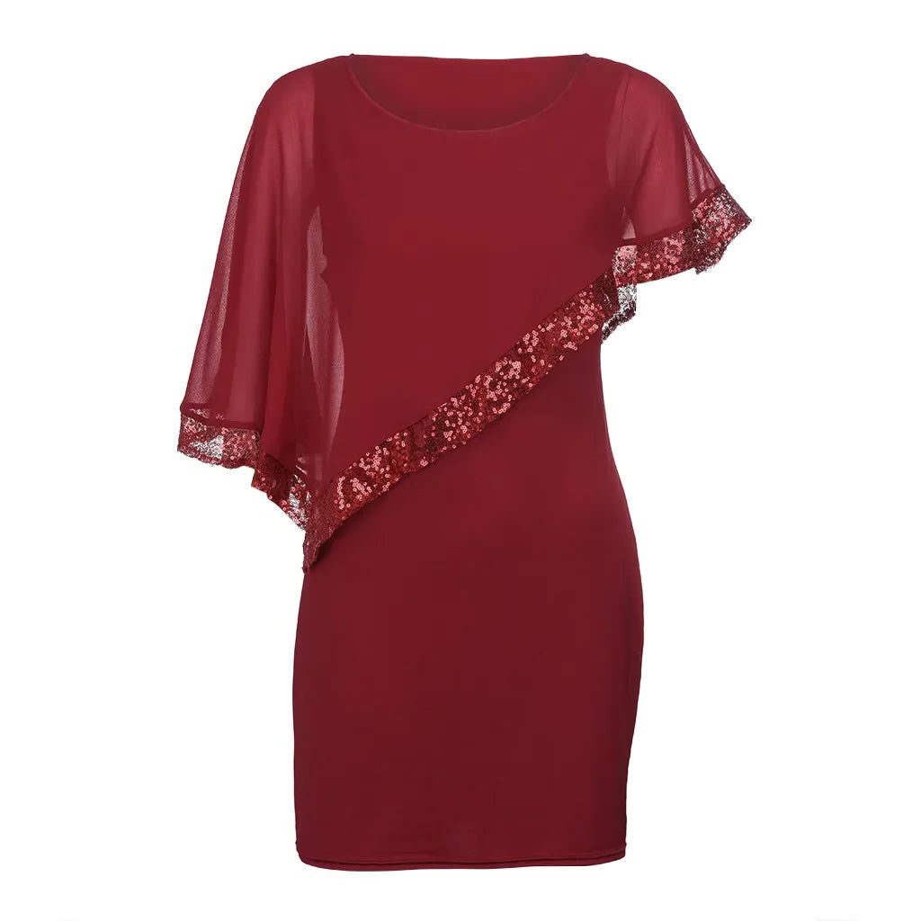 Lillianna | Women's Sequin Cold-Shoulder Midi Dress