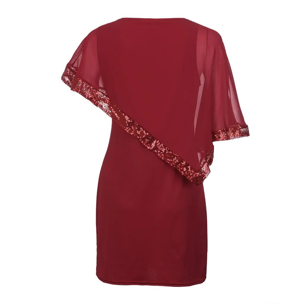 Lillianna | Women's Sequin Cold-Shoulder Midi Dress