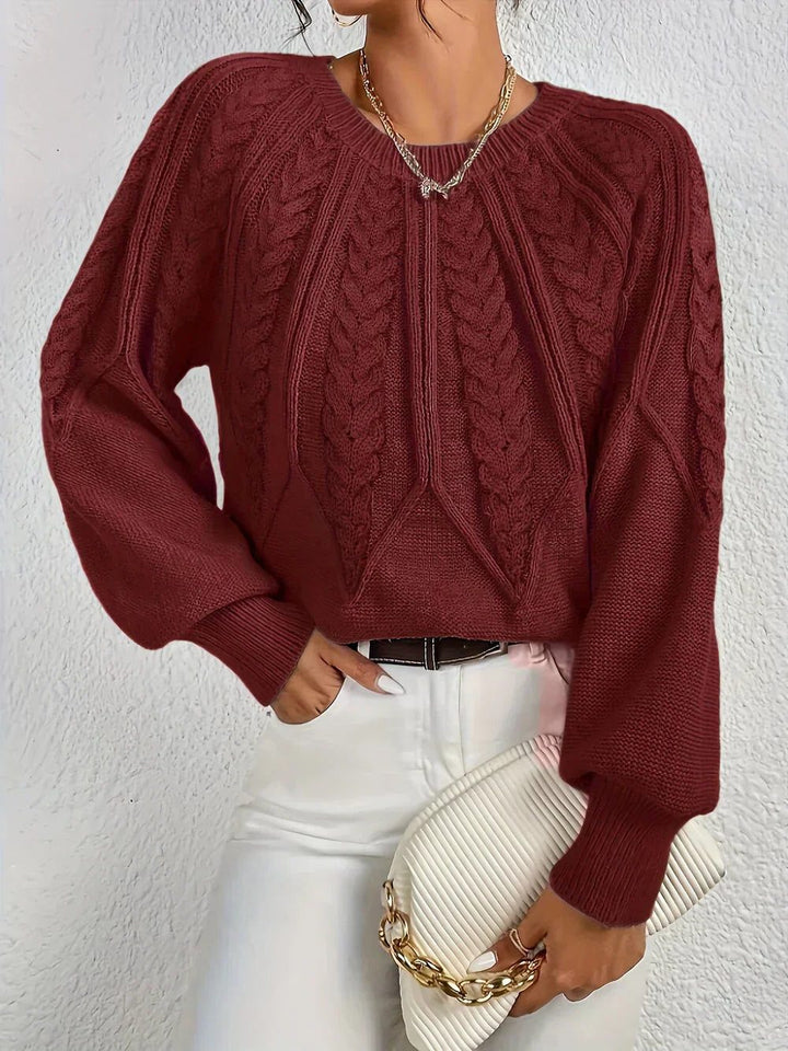 Clementina | Women's Cable Knit Sweater with Crew Neck