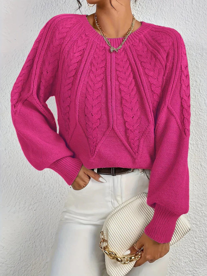 Clementina | Women's Cable Knit Sweater with Crew Neck