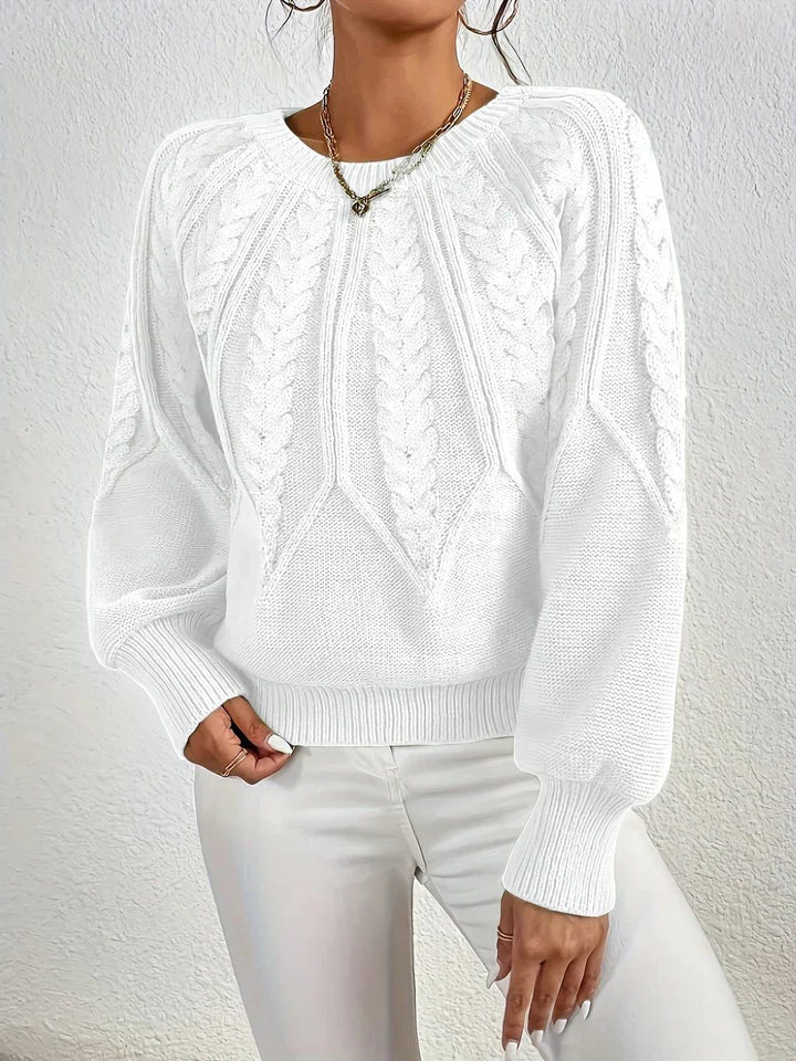 Clementina | Women's Cable Knit Sweater with Crew Neck