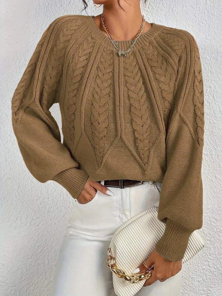 Clementina | Women's Cable Knit Sweater with Crew Neck