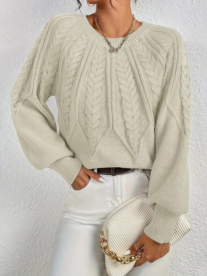 Clementina | Women's Cable Knit Sweater with Crew Neck