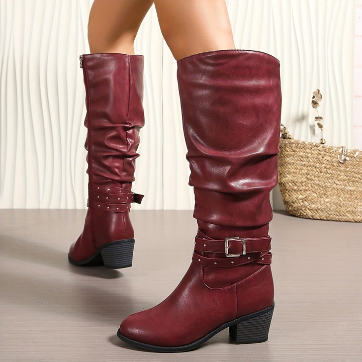 Liz | Women's Slouchy Knee High Boots with Buckle Strap