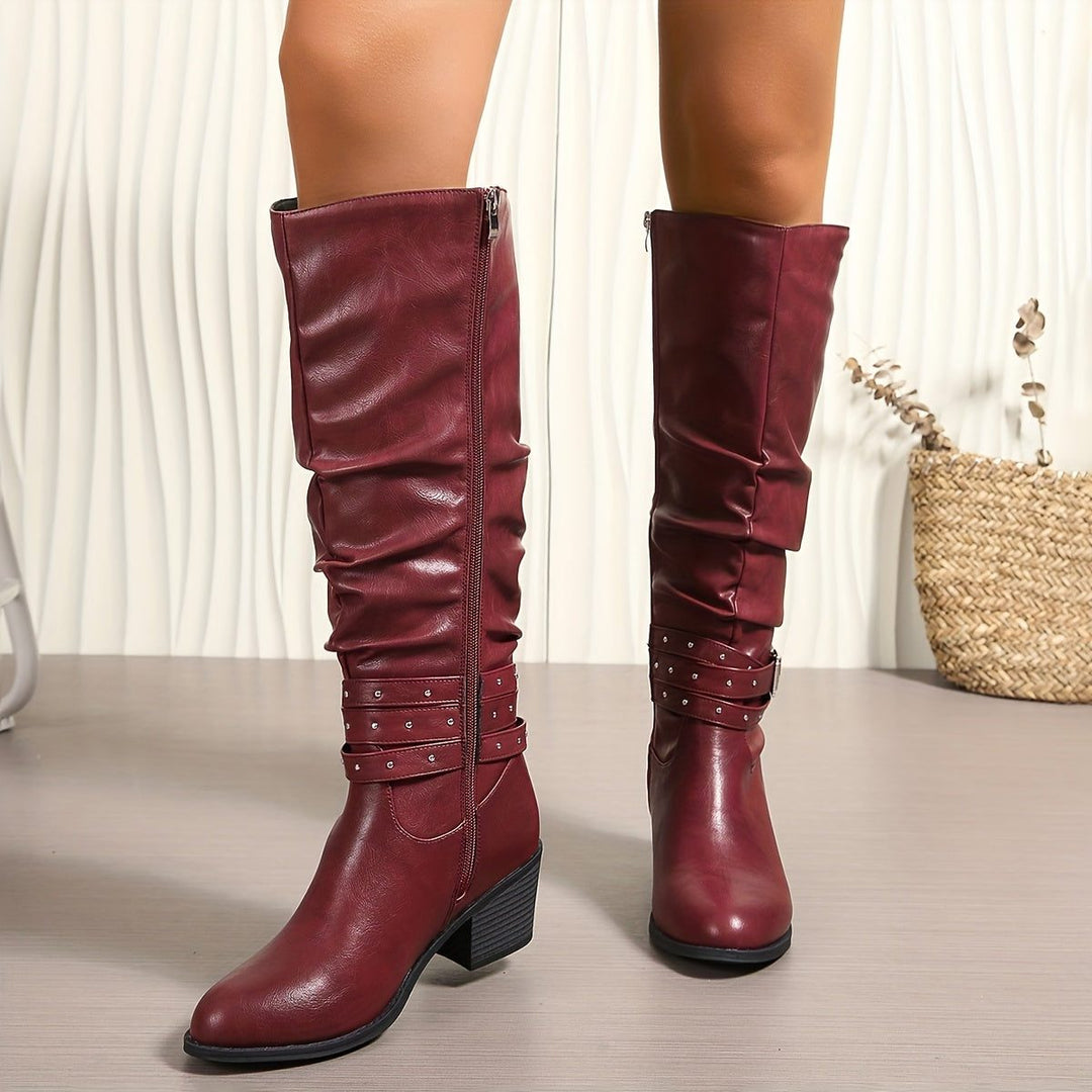 Liz | Women's Slouchy Knee High Boots with Buckle Strap