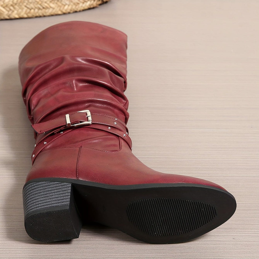 Liz | Women's Slouchy Knee High Boots with Buckle Strap