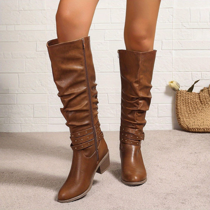Liz | Women's Slouchy Knee High Boots with Buckle Strap
