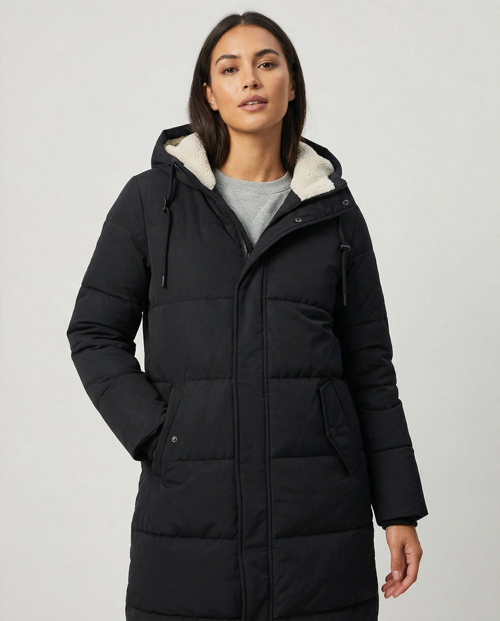 Immaculata | Women's Long Puffer Coat with Sherpa Collar