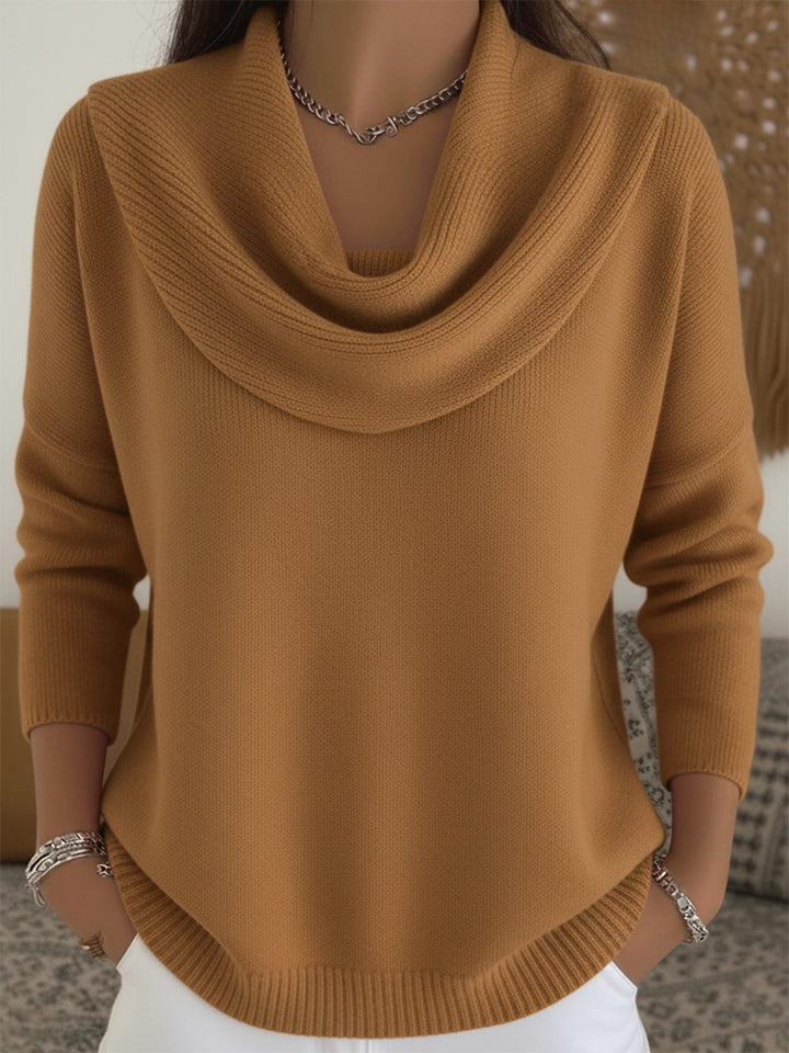 Ismenia | Women's Knit Jumper with Cowl Neck and Long Sleeves