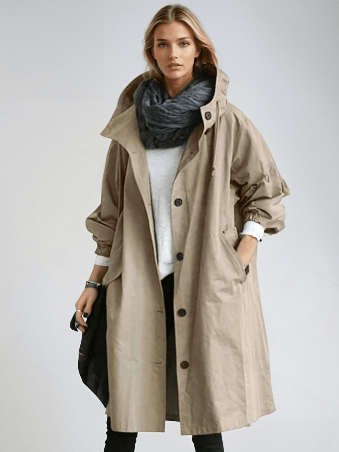 Tamora | Women's Oversized Button-Down Trench Coat