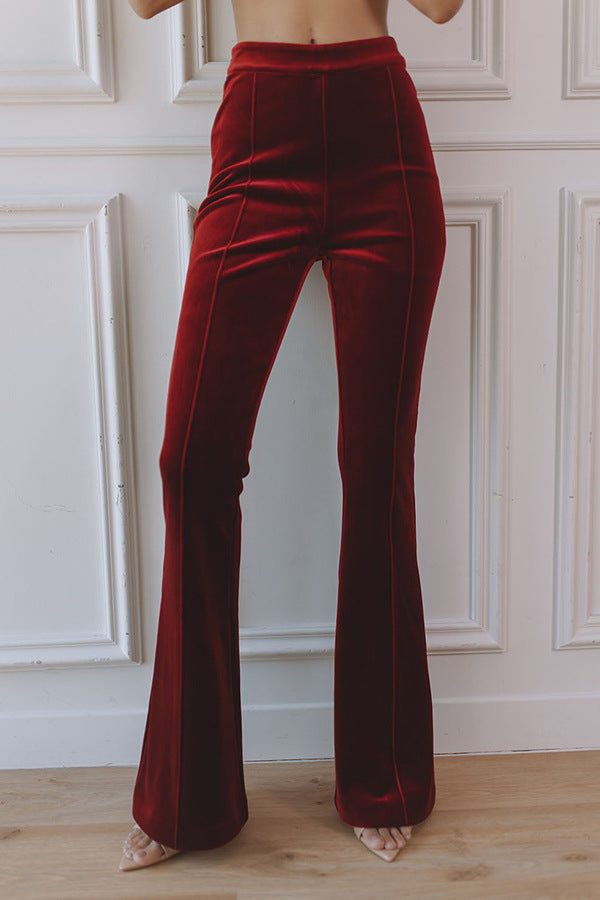 Madeleva | Women's Velvet Blazer Suit Set with Flare Pants