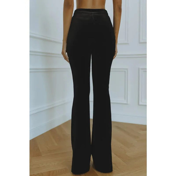 Madeleva | Women's Velvet Blazer Suit Set with Flare Pants