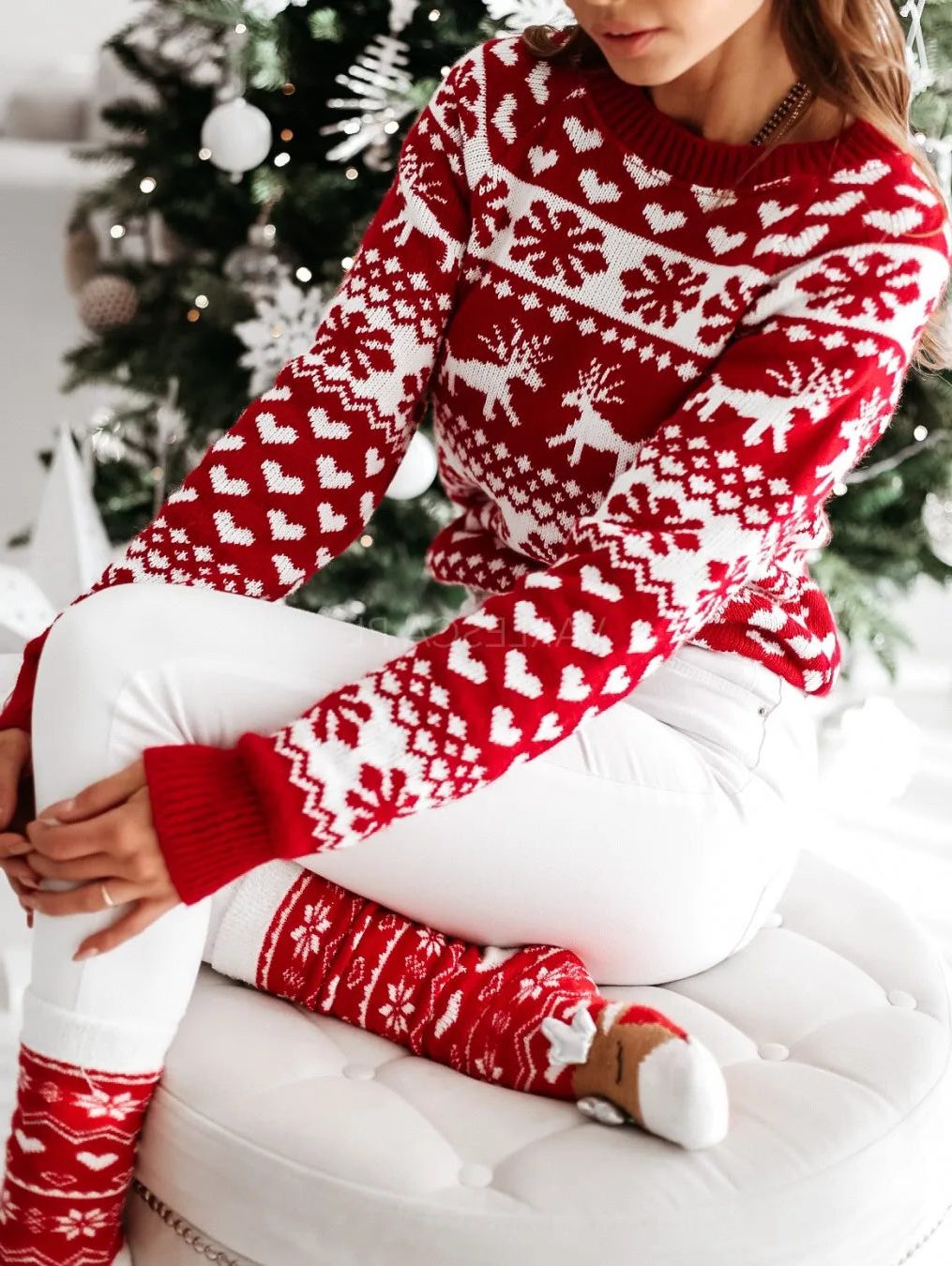 Roos Christmas Fair Isle Knit Sweater - image 8