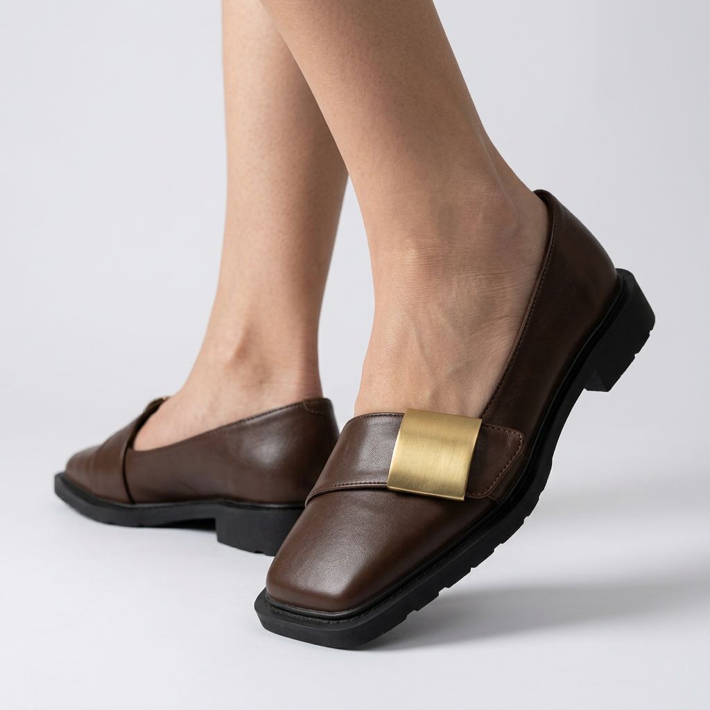 Anouska Square-Toe Comfort Loafers with Metal Plate - image 5