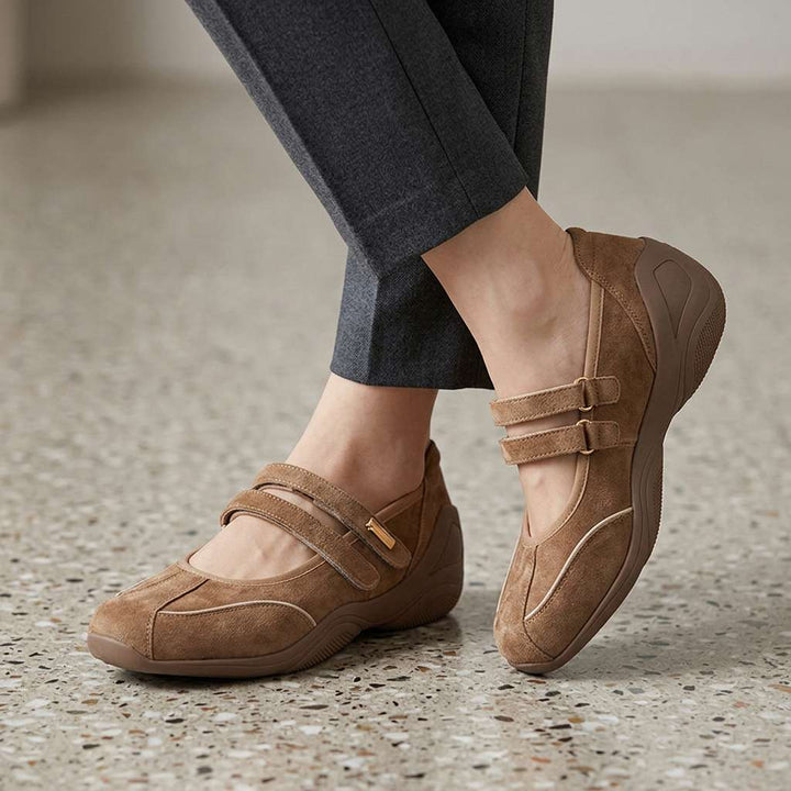 Vanthea | Women's Suede Double-Strap Comfort Flats