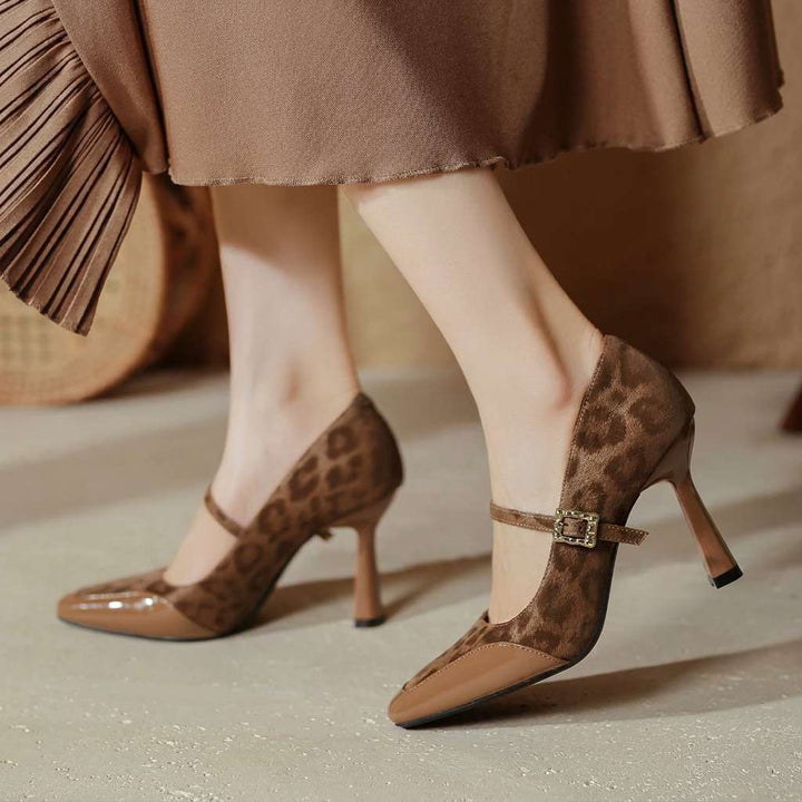 Vireille | Women's Leopard Mary Jane Pumps