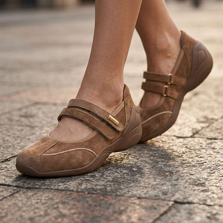 Vanthea | Women's Suede Double-Strap Comfort Flats