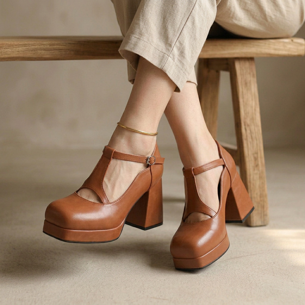 Venetia | Women's T-Bar Platform Block Heels
