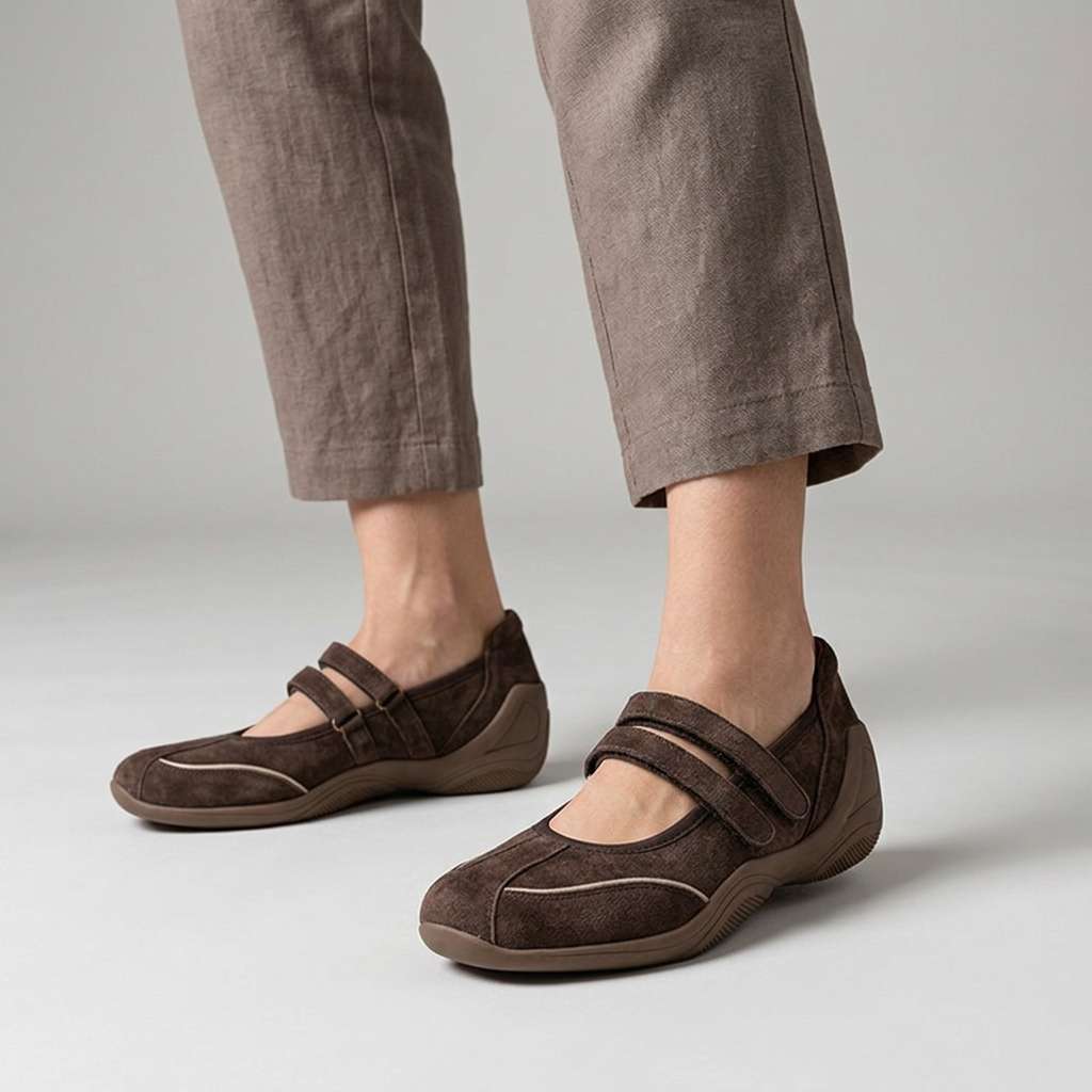 Vanthea | Women's Suede Double-Strap Comfort Flats