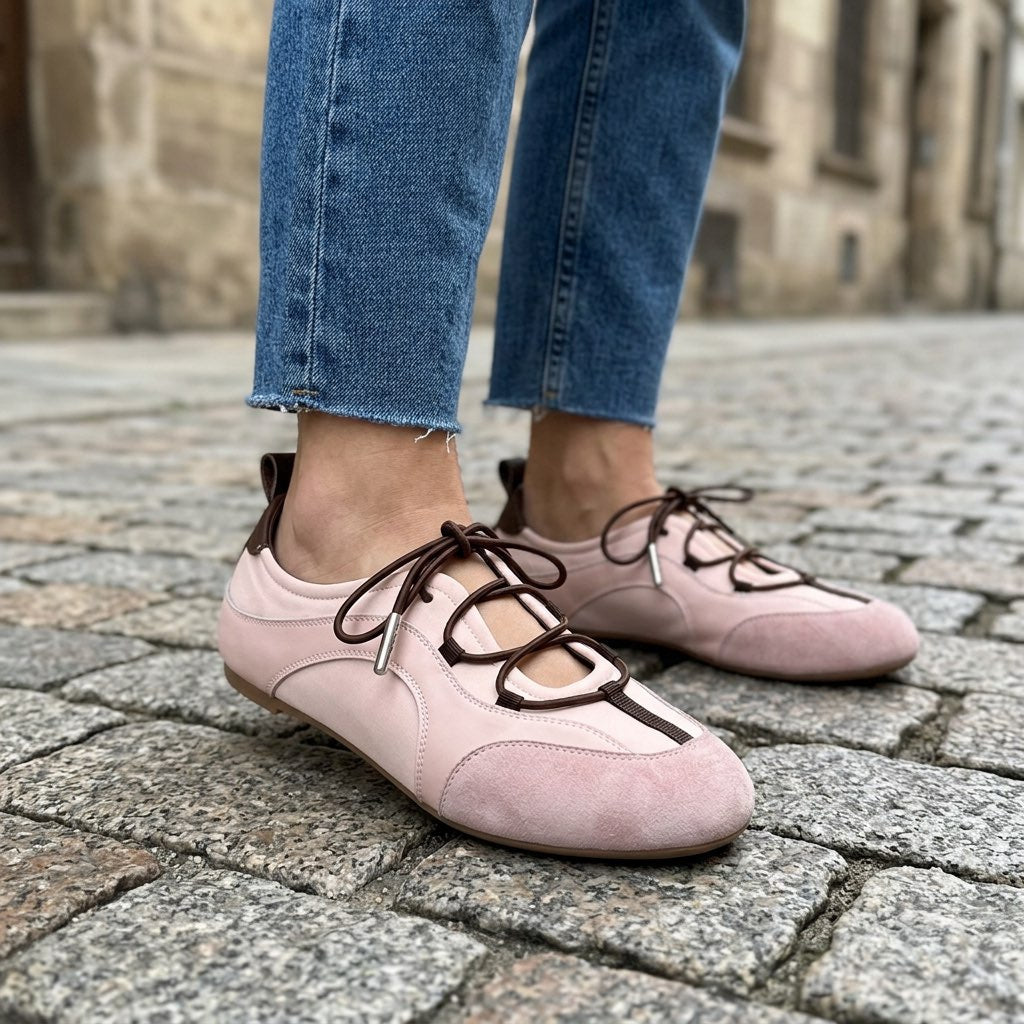 Valmira | Women's Lace-Up Suede Ballet Flats