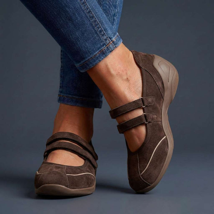 Vanthea | Women's Suede Double-Strap Comfort Flats
