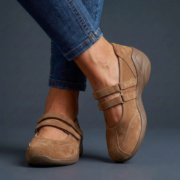 Vanthea | Women's Suede Double-Strap Comfort Flats