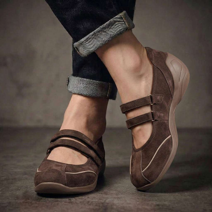 Vanthea | Women's Suede Double-Strap Comfort Flats
