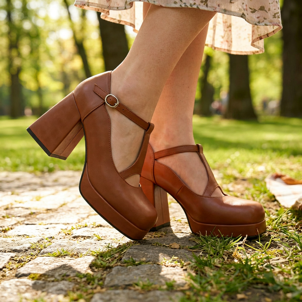 Venetia | Women's T-Bar Platform Block Heels