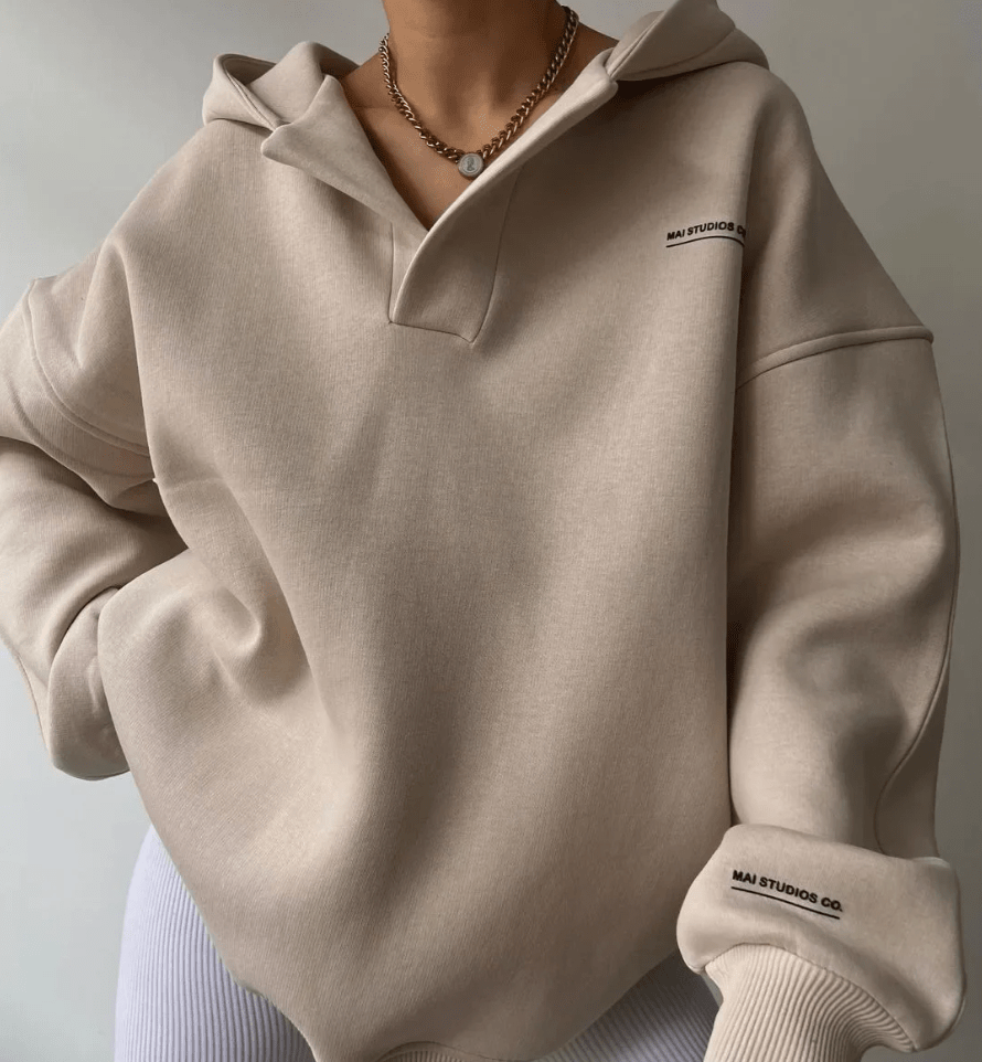 Aveline | Women's Hooded Oversized Jumper for Everyday Wear in Beige