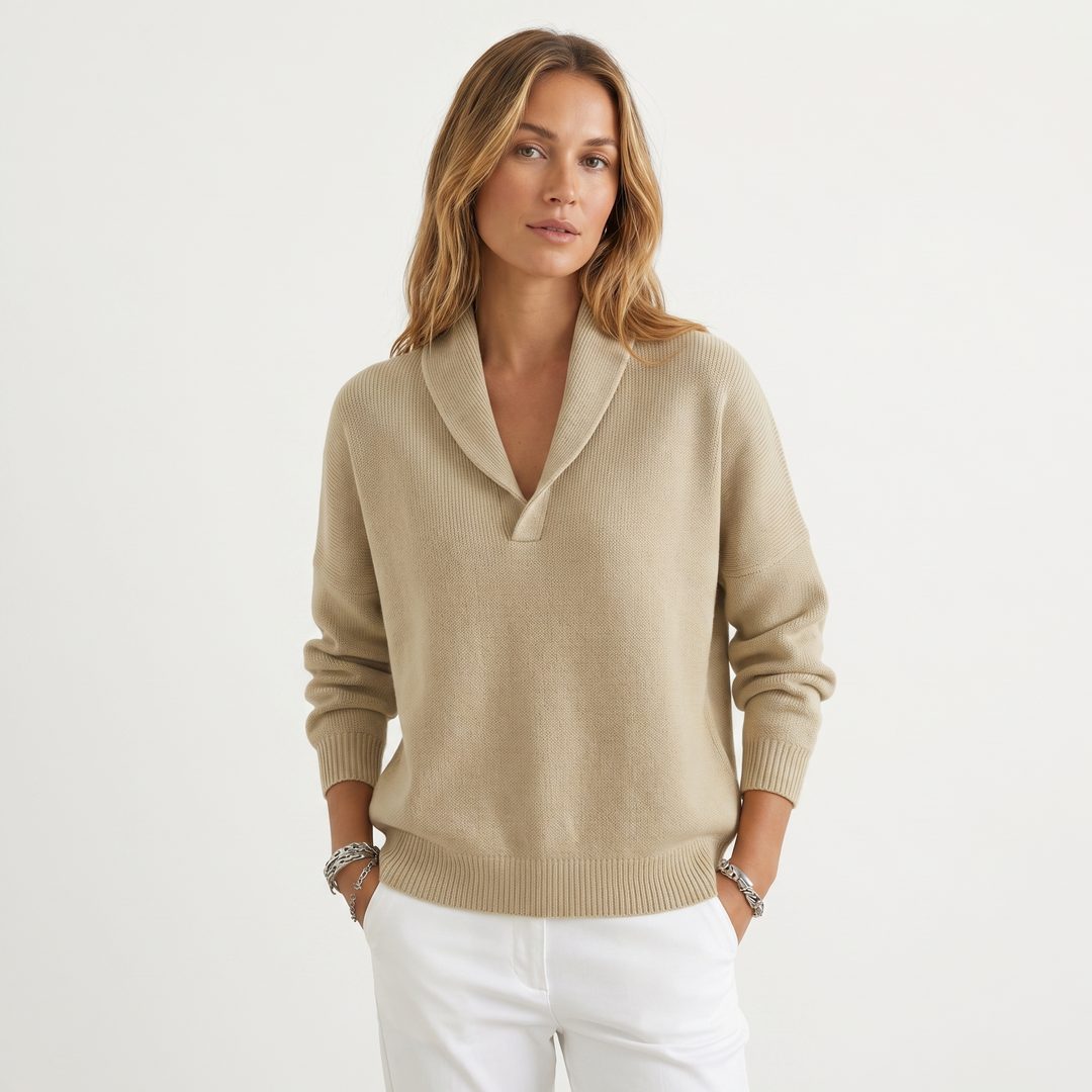 Maryam | Women's Relaxed Knit Pullover with V-Neck