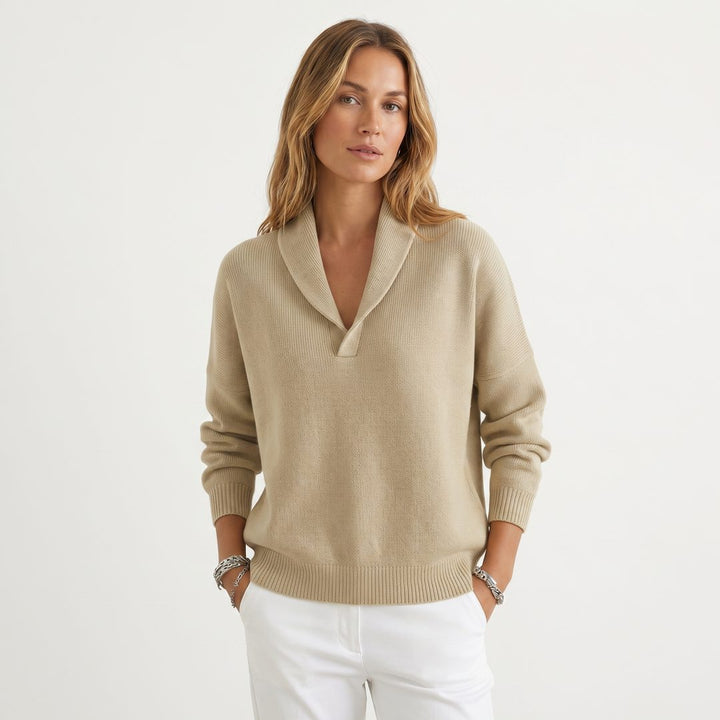 Maryam | Women's Relaxed Knit Pullover with V-Neck