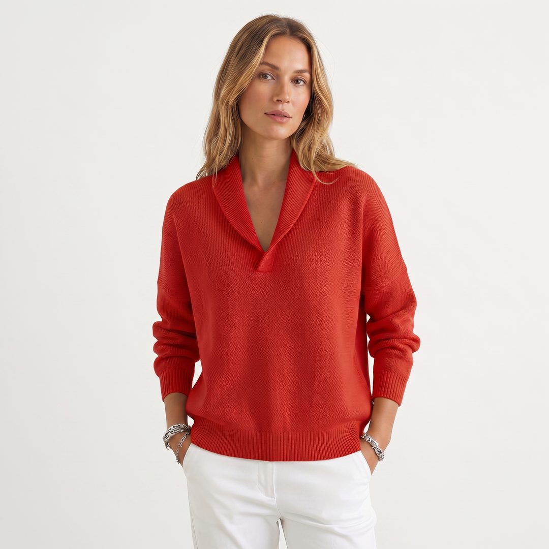 Maryam | Women's Relaxed Knit Pullover with V-Neck