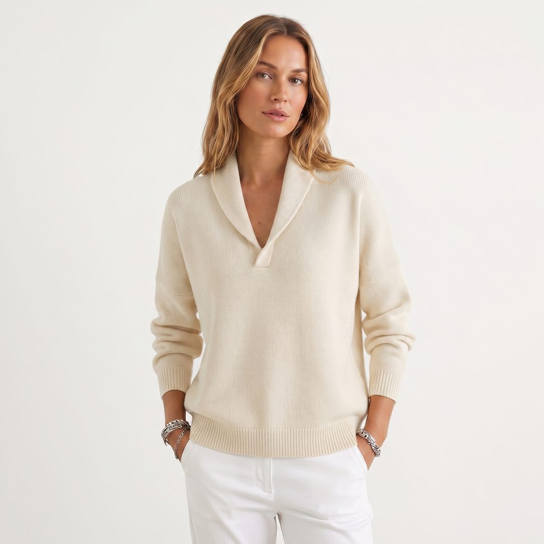 Maryam | Women's Relaxed Knit Pullover with V-Neck