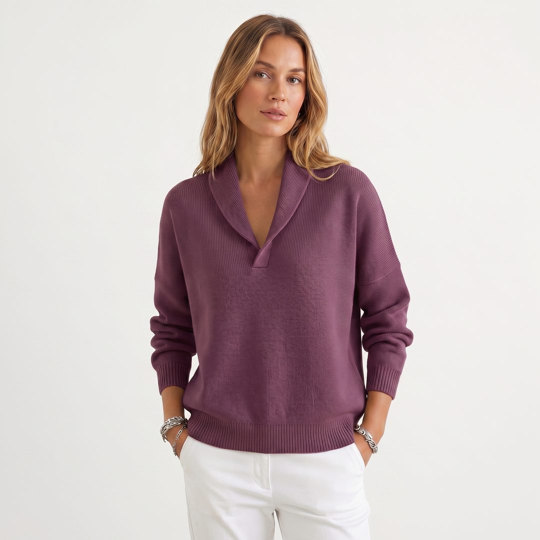Maryam | Women's Relaxed Knit Pullover with V-Neck